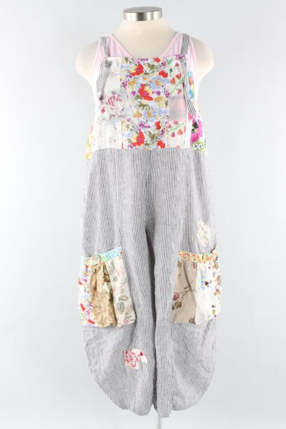 Patch Overall - Black & White Stripe #1
