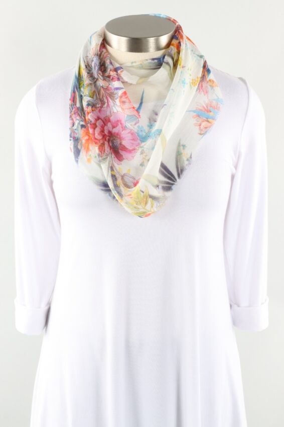 Floral Scarf - White