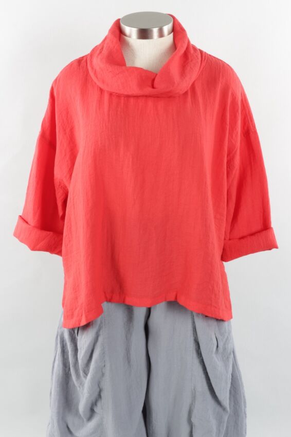 Cowl Neck - Ruby Rhubarb Crinkle