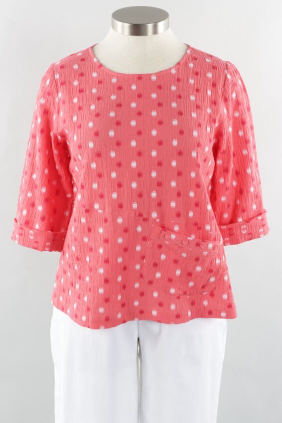 Pocket Pullover - Melon Peruvian Dots