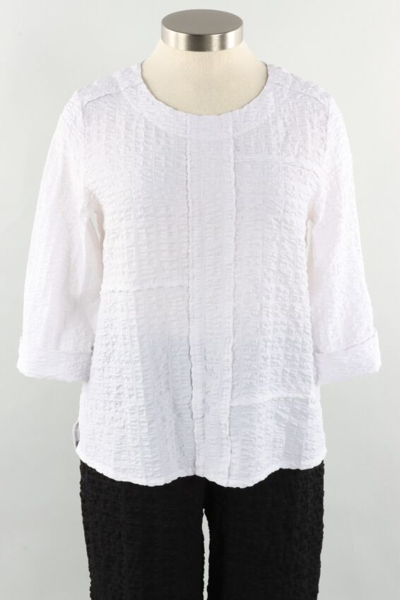 Mixed Seam Pullover - White Pucker