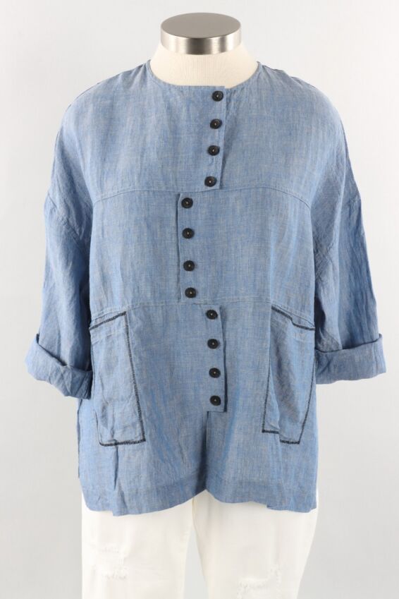 Button Front Jacket - Blue