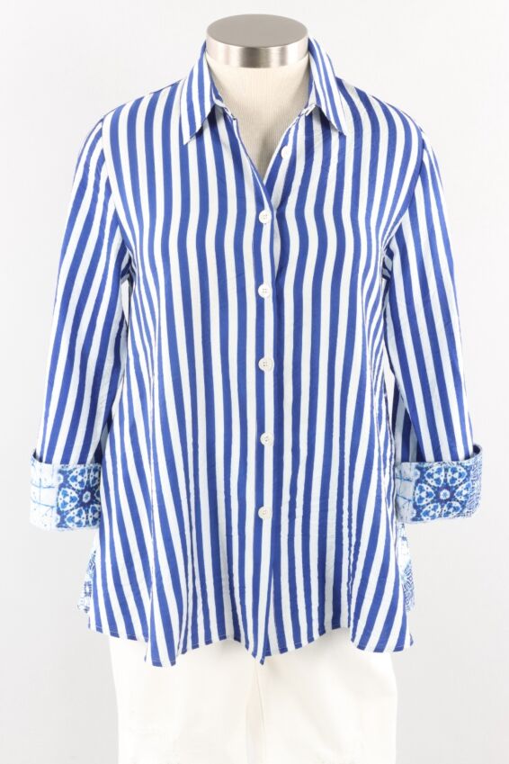 Printed Back Shirt Plus - Blue