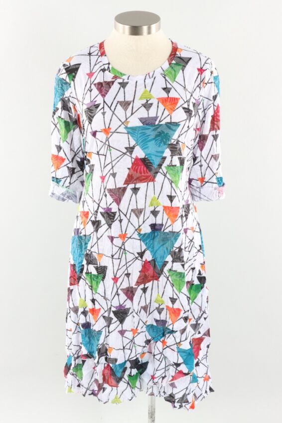 Layered Hem Dress Plus - Triangle Multi