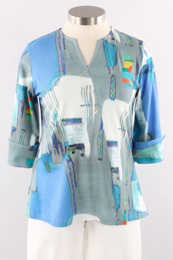 Split Neck Pullover Plus - Mabel Print