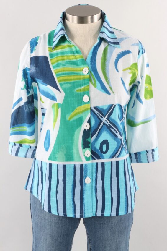 3/4 Sleeve Shirt Plus - Sheila Print