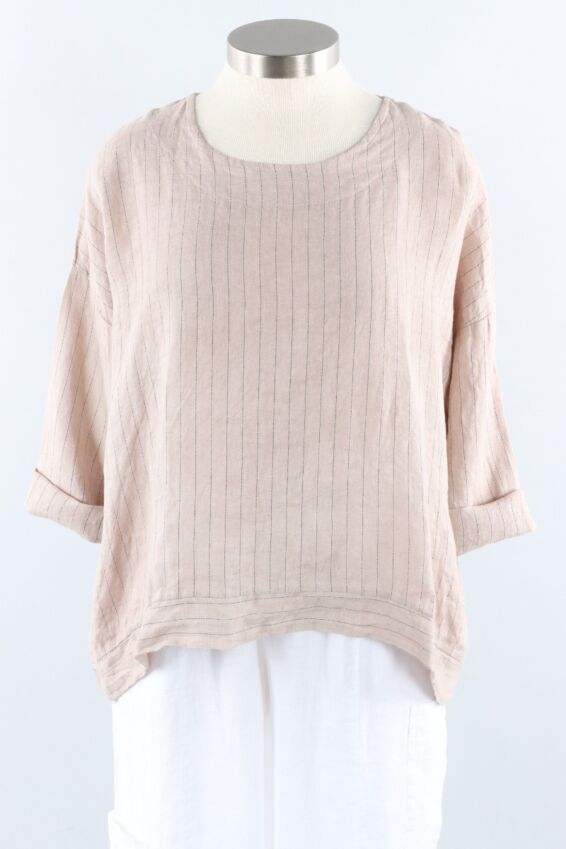 High Low Pullover - Beige Stripe