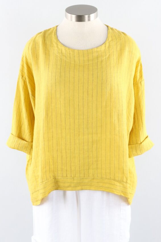 High Low Pullover - Mango Stripe