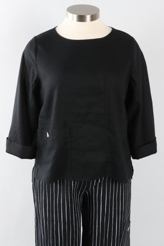 Pocket Pullover Top - Black
