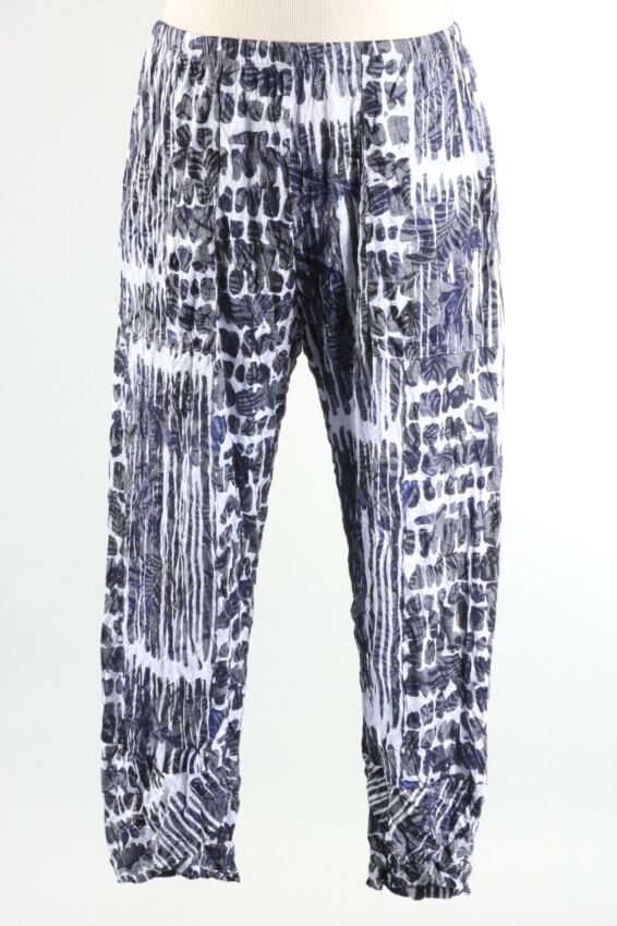 Printed Crinkle Pant Plus - Navy