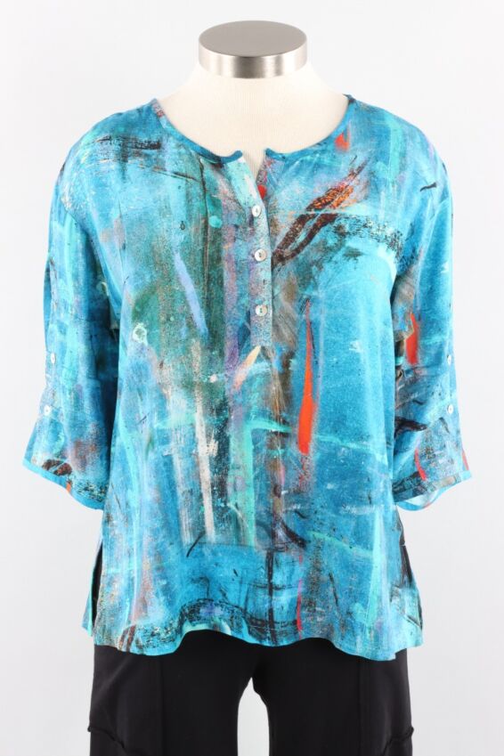 Button Pullover Top - Inga Print