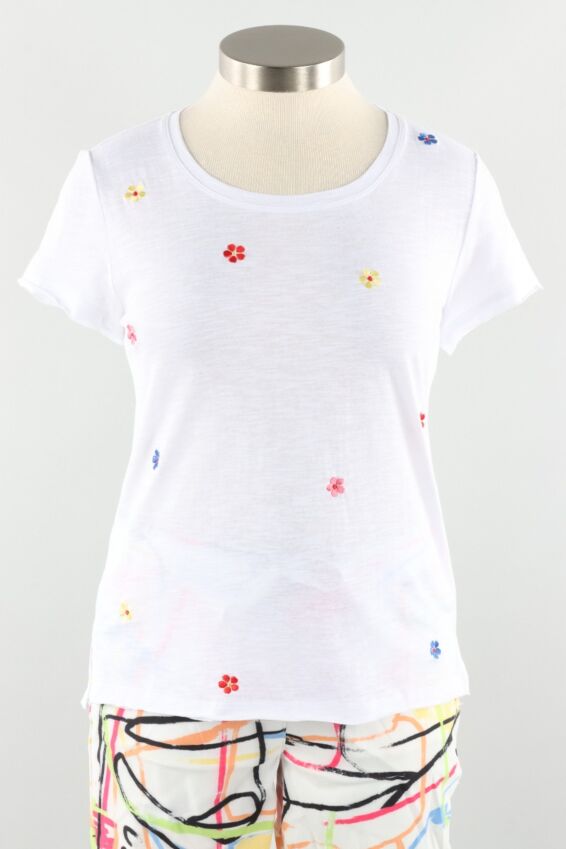 Embroidered Tee - White