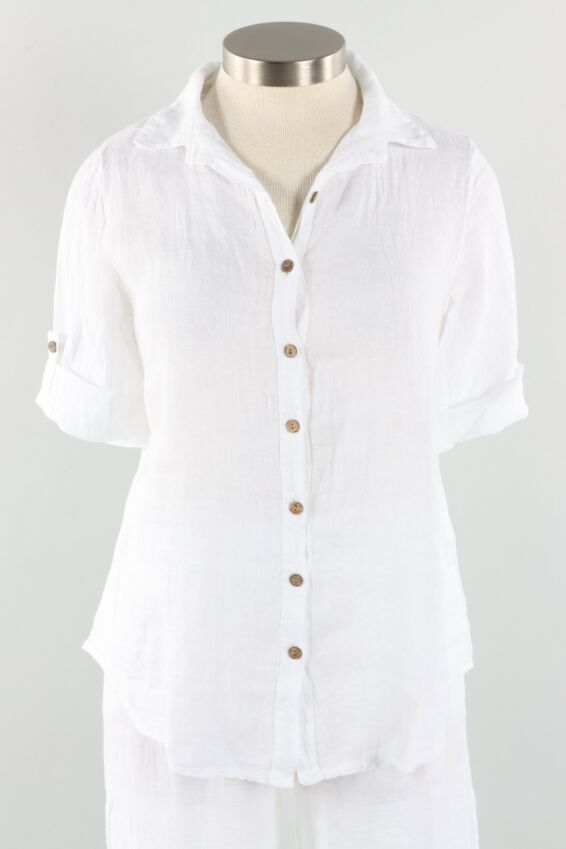 Button Down Top - White