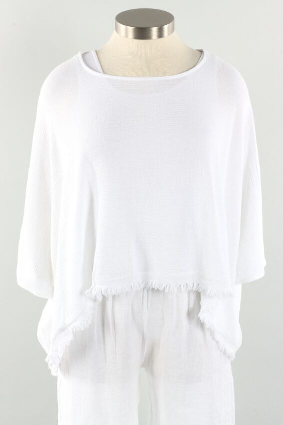 Crop Poncho - White