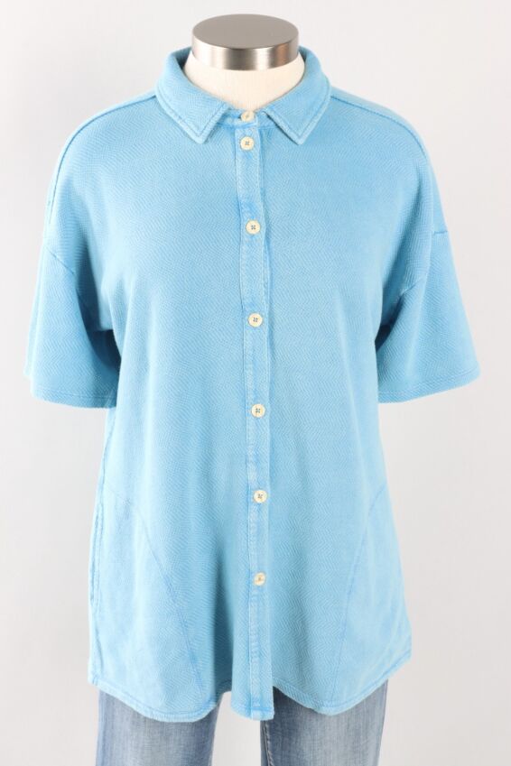 Button Front Top - Blue