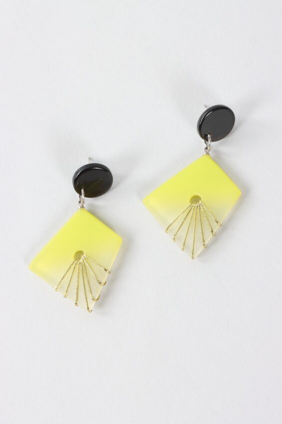 Thalia Drop Earring - Lime & Gold