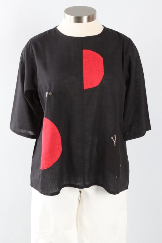Circle Patch Panel Pullover - Black