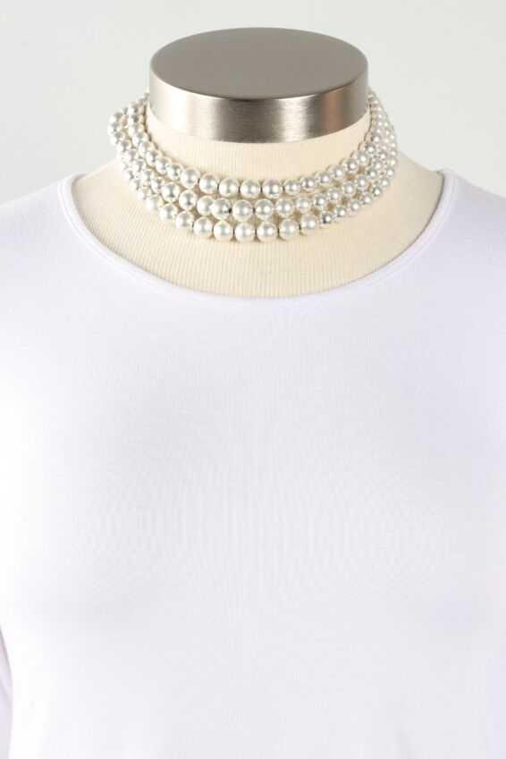 Three Layer Bead Necklace - Silver