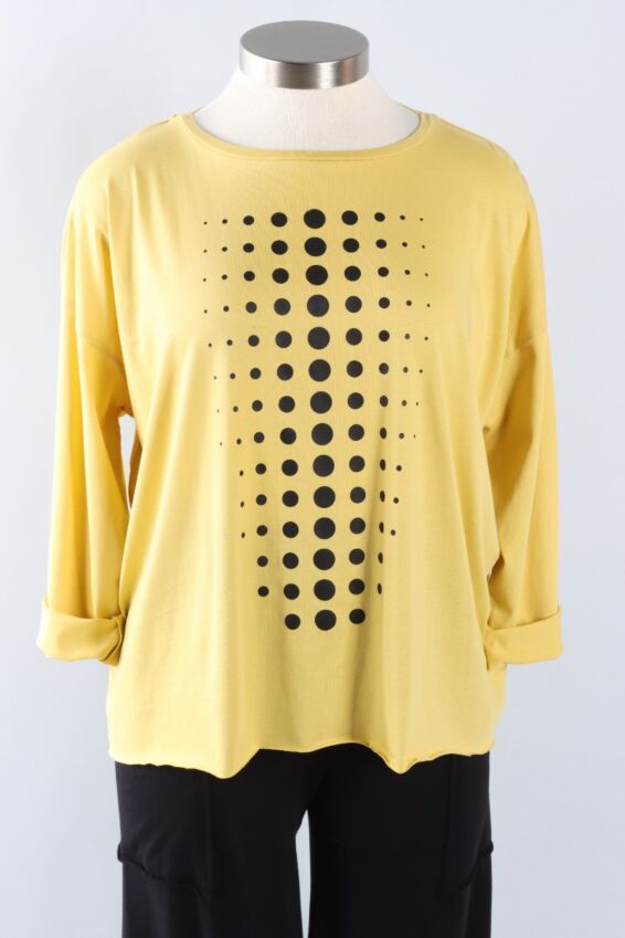 Boxy Dot Tee - Chartreuse & Black