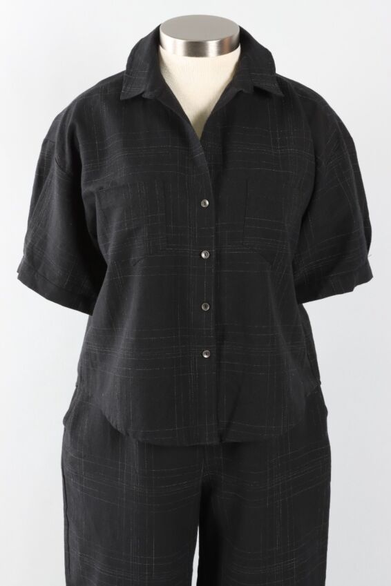 Boxy Pocket Top - Black Stripe