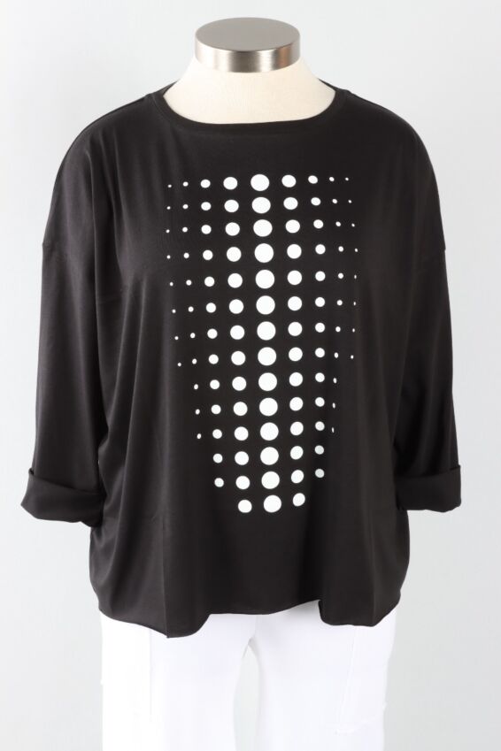 Boxy Dot Tee - Black & White