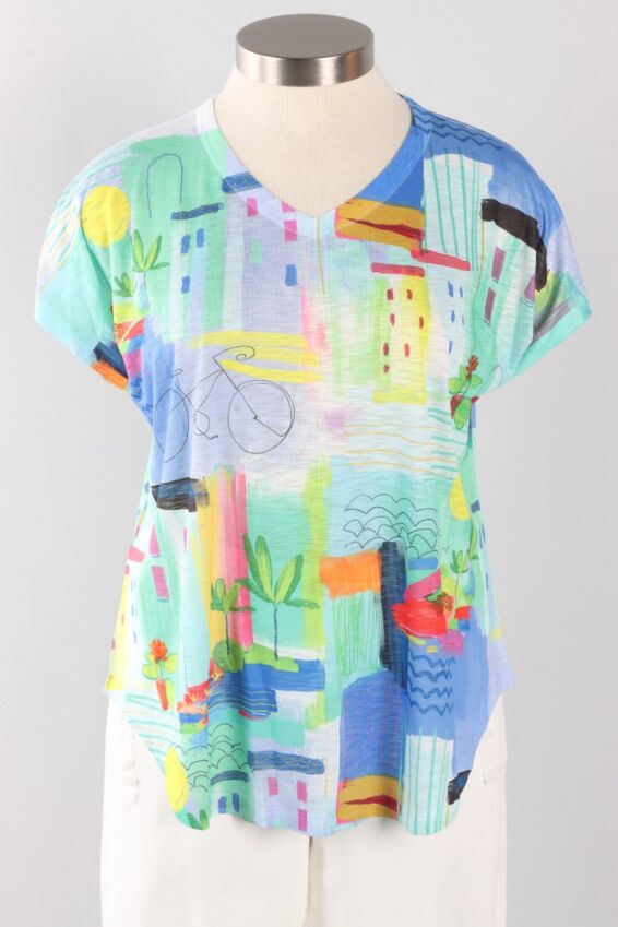 Santorini V-Neck Top - Multi Color