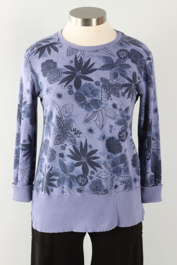 Relaxed Split Pullover - Indigo Floral Blue Sky 