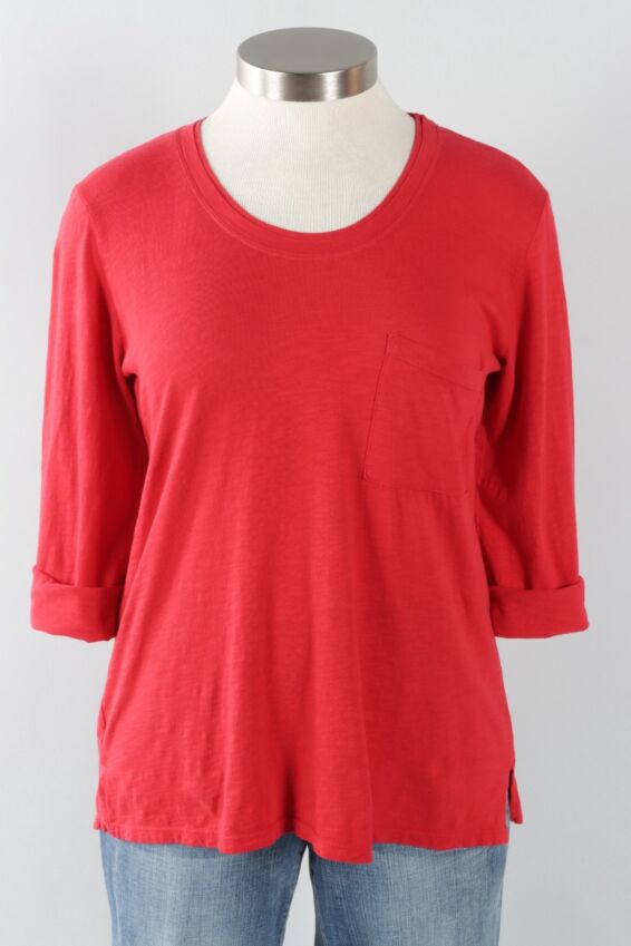 3/4 Sleeve Hi-Low Tee Plus - Ruby