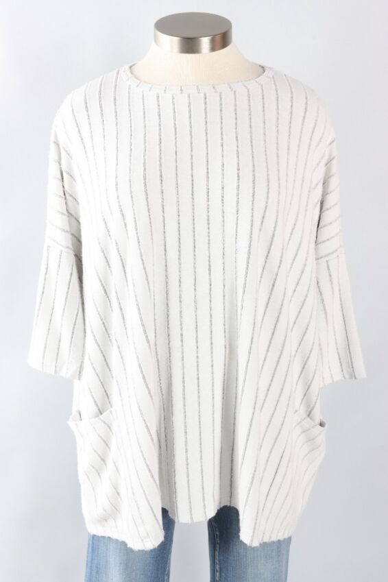 Osize Pullover - Laundered Frayed Stripe