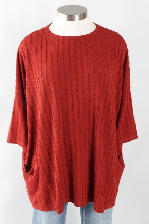 Osize Pullover - Cognac Frayed Stripe