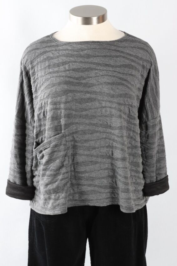 Osize Pocket Pullover - Laundered Texture Char Knit