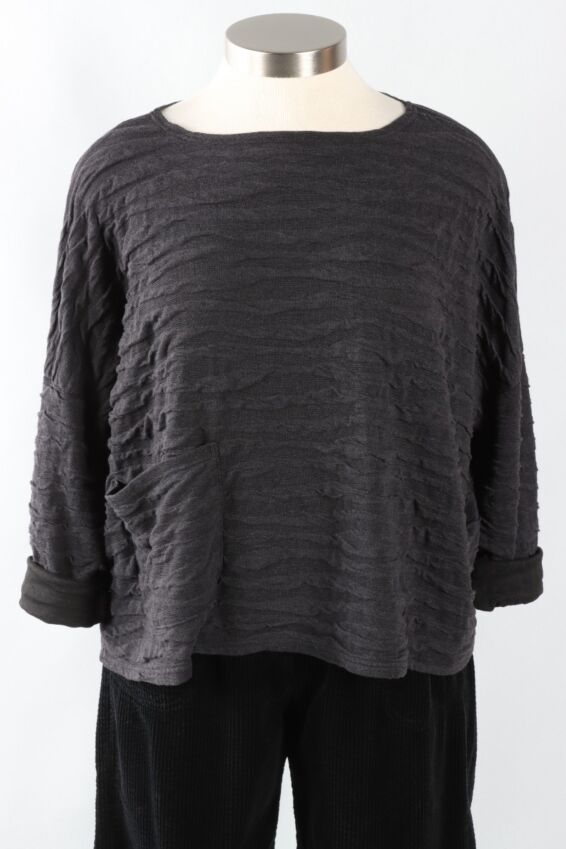 Osize Pocket Pullover - Anthracite Texture Char Knit