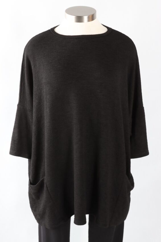 Osize Pullover - Black Crimped Fabric