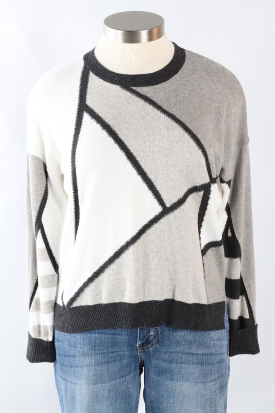 Mosiac Intarsia Crew - Granite 