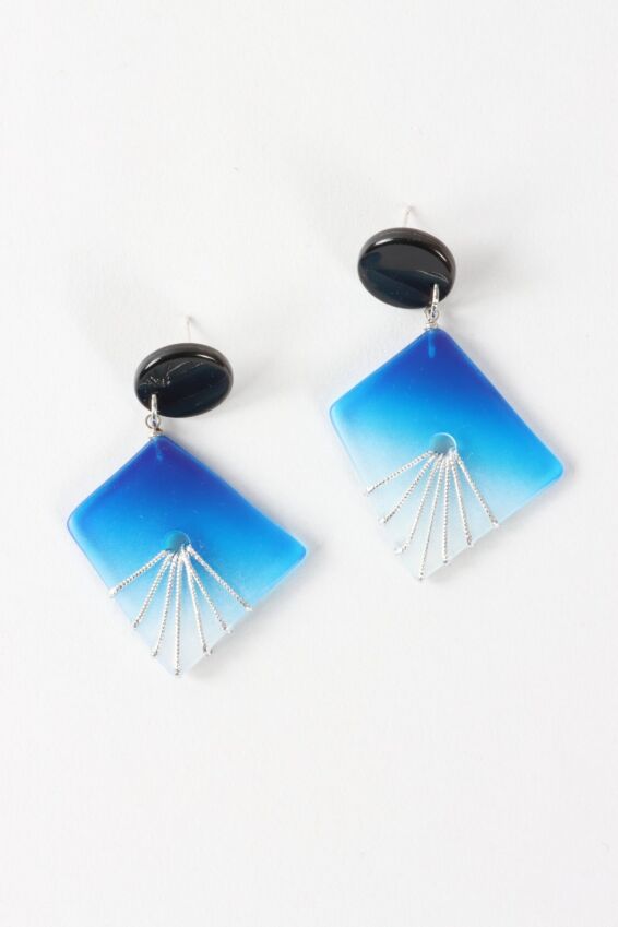 Thalia Drop Earring - Blue & Silver
