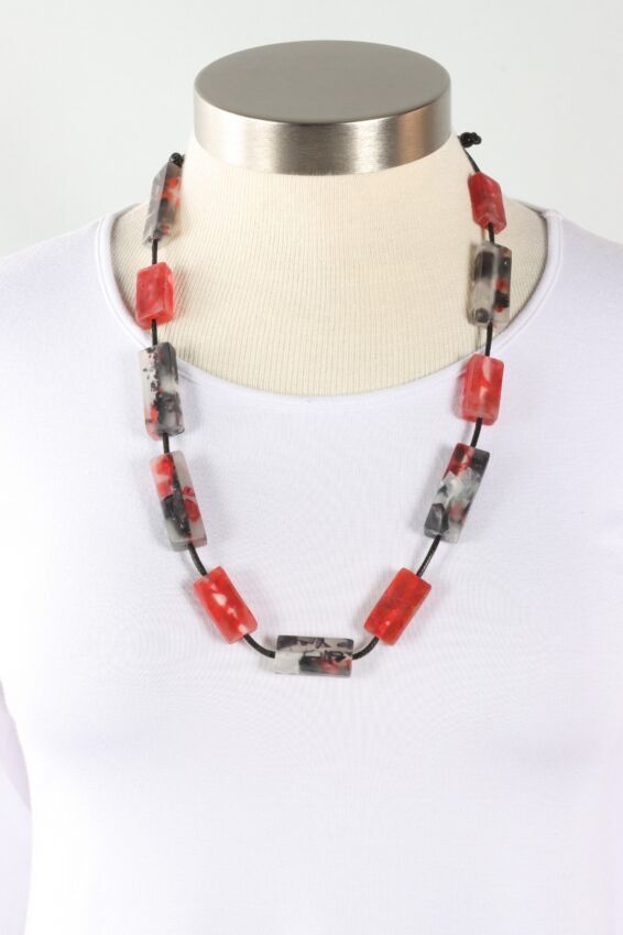 Vega Rectangular Necklace - Red