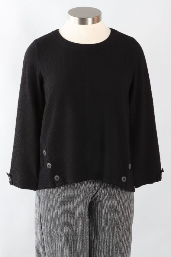 Side Button Pullover- Black 