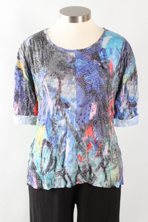 Button Back Top - Blue