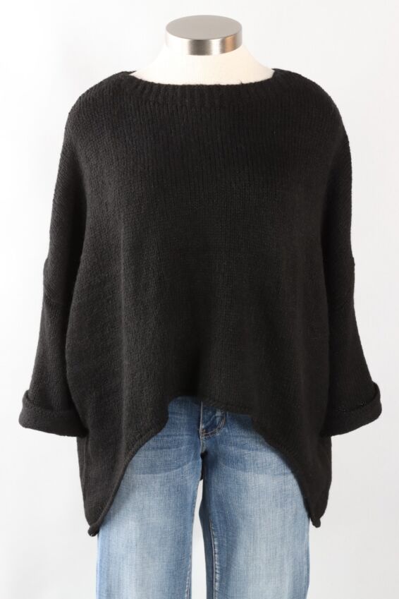 Feather Oversize Sweater - Black