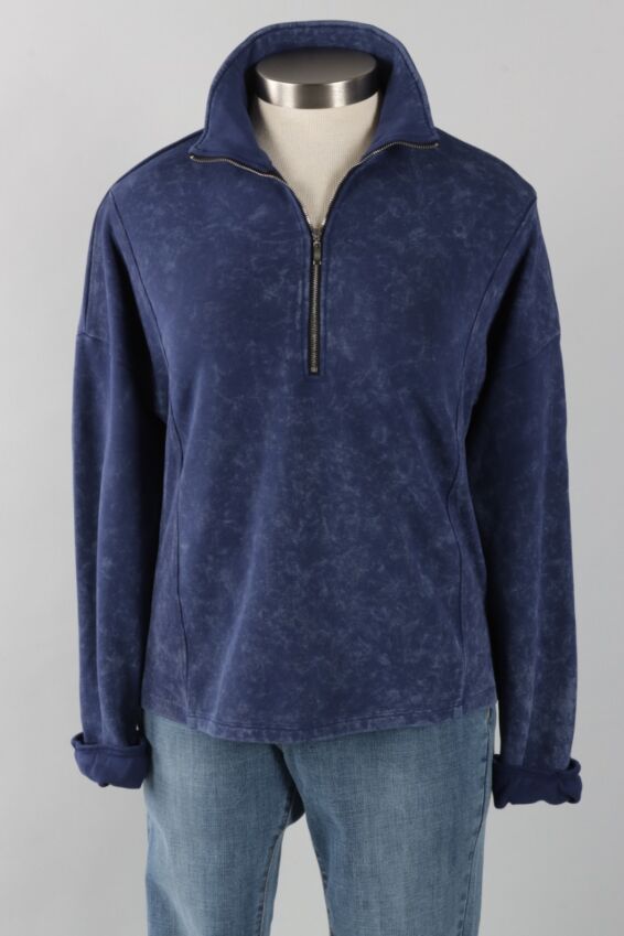 Zip Pullover - Navy