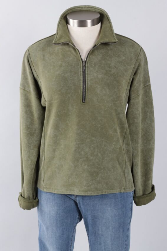 Zip Pullover - Olive