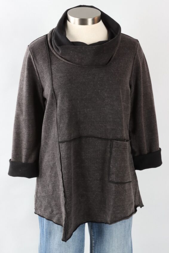 Mock Neck Tunic - Black Comet