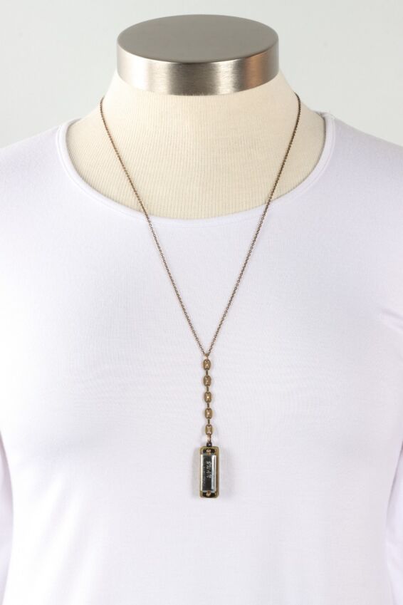 Anchor Drop Harmonica Necklace - Silver