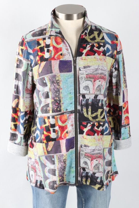 Fleece Zip Jacket Plus - Purple Multi