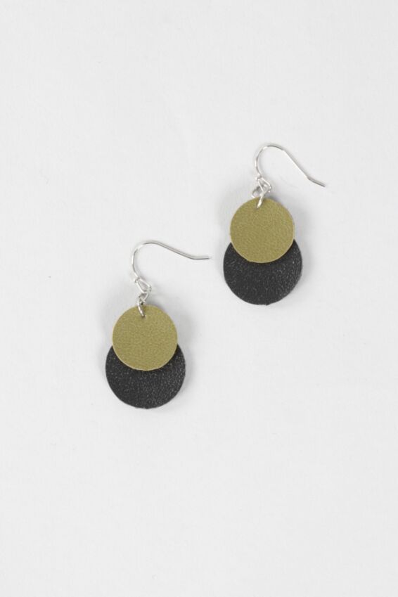 Paris Leather Earring - Olive