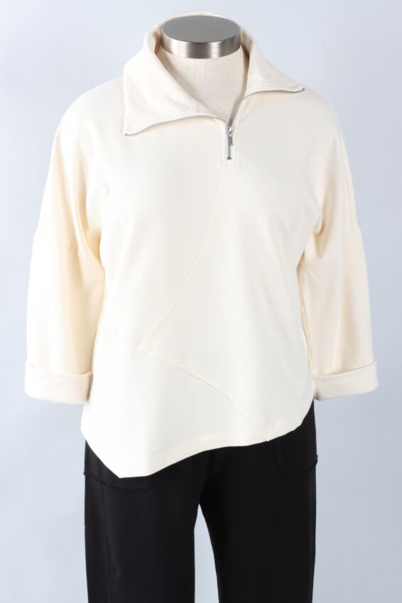 Zip Seam Pullover - Winter White