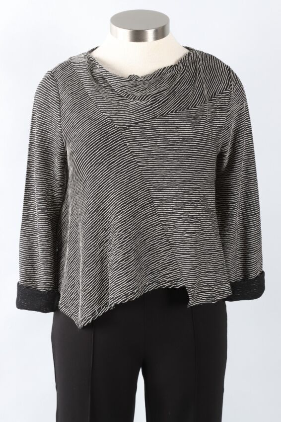 Draped Neck Topper - Winter White Stripe