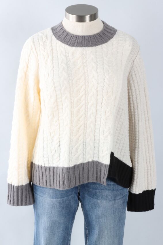 Mixed Stitch Pullover - Winter White