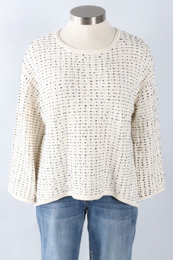 Swing Pullover - Winter White Dots