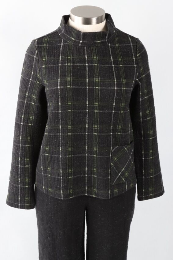 Pocket Pullover - Black Windowpane Speckle